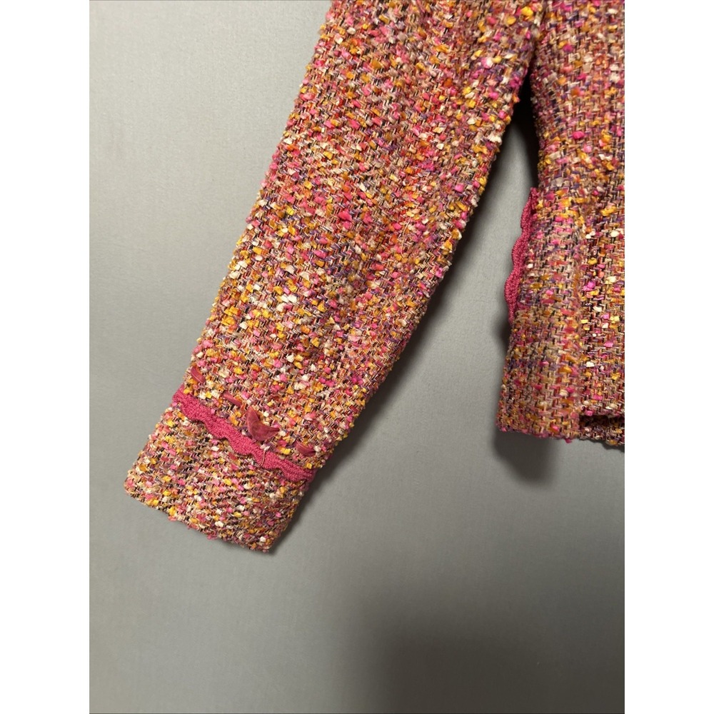 Vintage Althuser Womans 100% Silk Button Up ‎ Tweed Blazer Lined Pink Size 2 - Picture 13 of 16